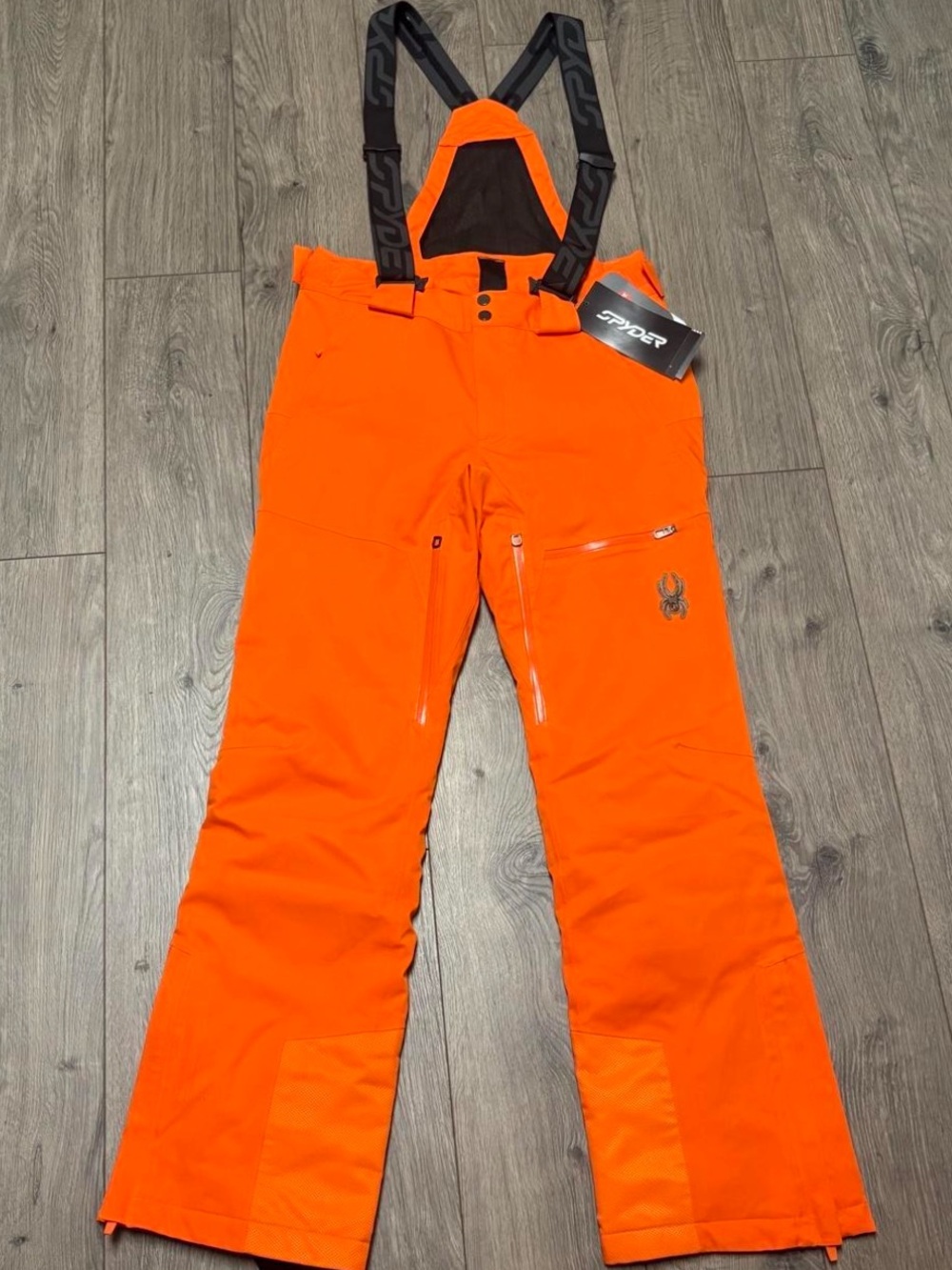 Spyder orange ski bibs pants athletic snowboard nwt